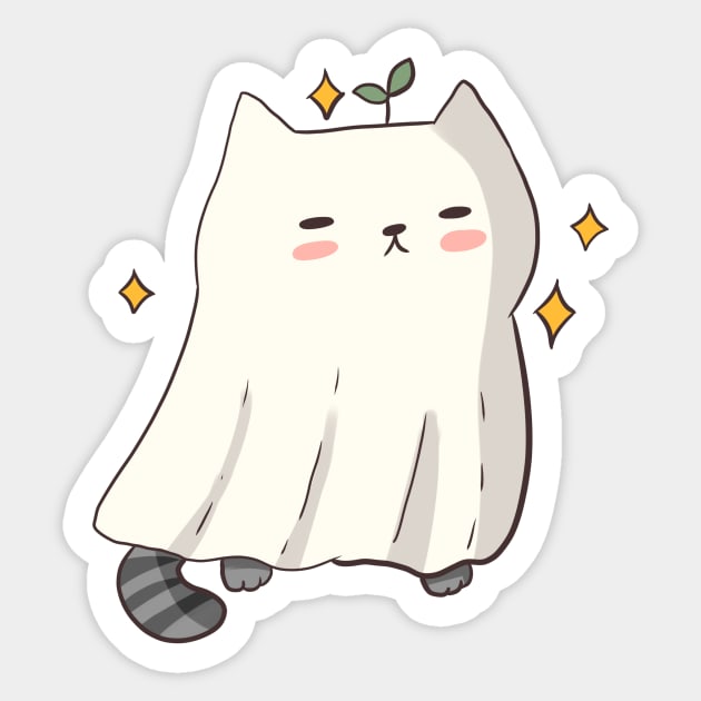 Cute ghost cat illustration Sticker by Mayarart